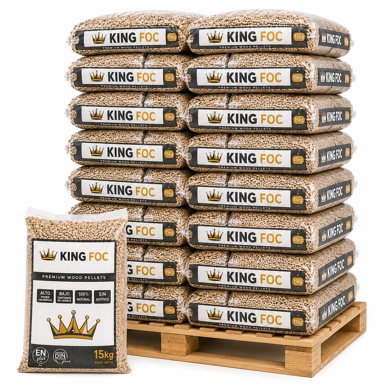 Pellets de Pino Palé 77 Sacos de 15 kg